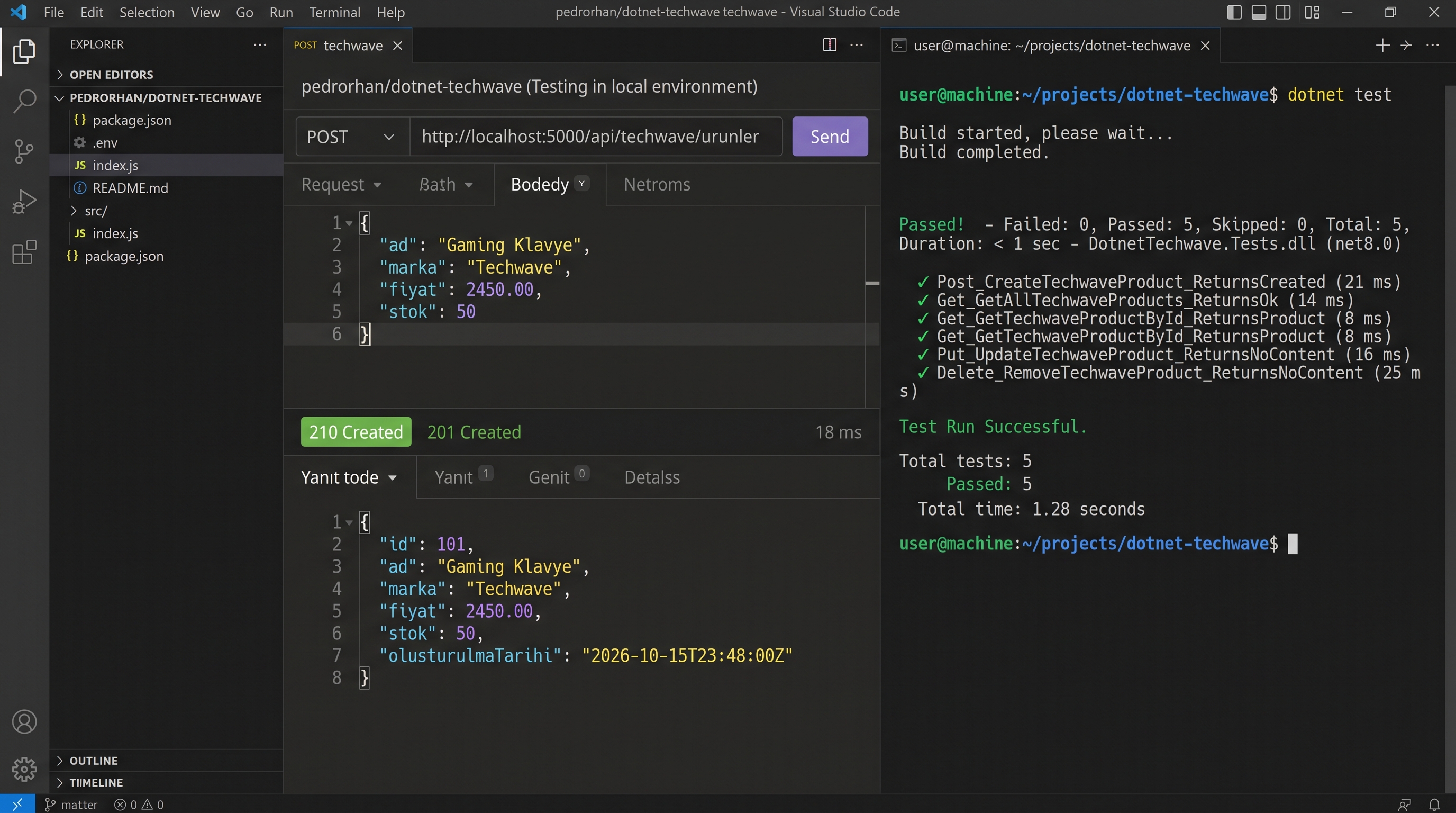 ASP.NET Core ile TechWave RESTful API ve Katmanlı Mimari Projesi